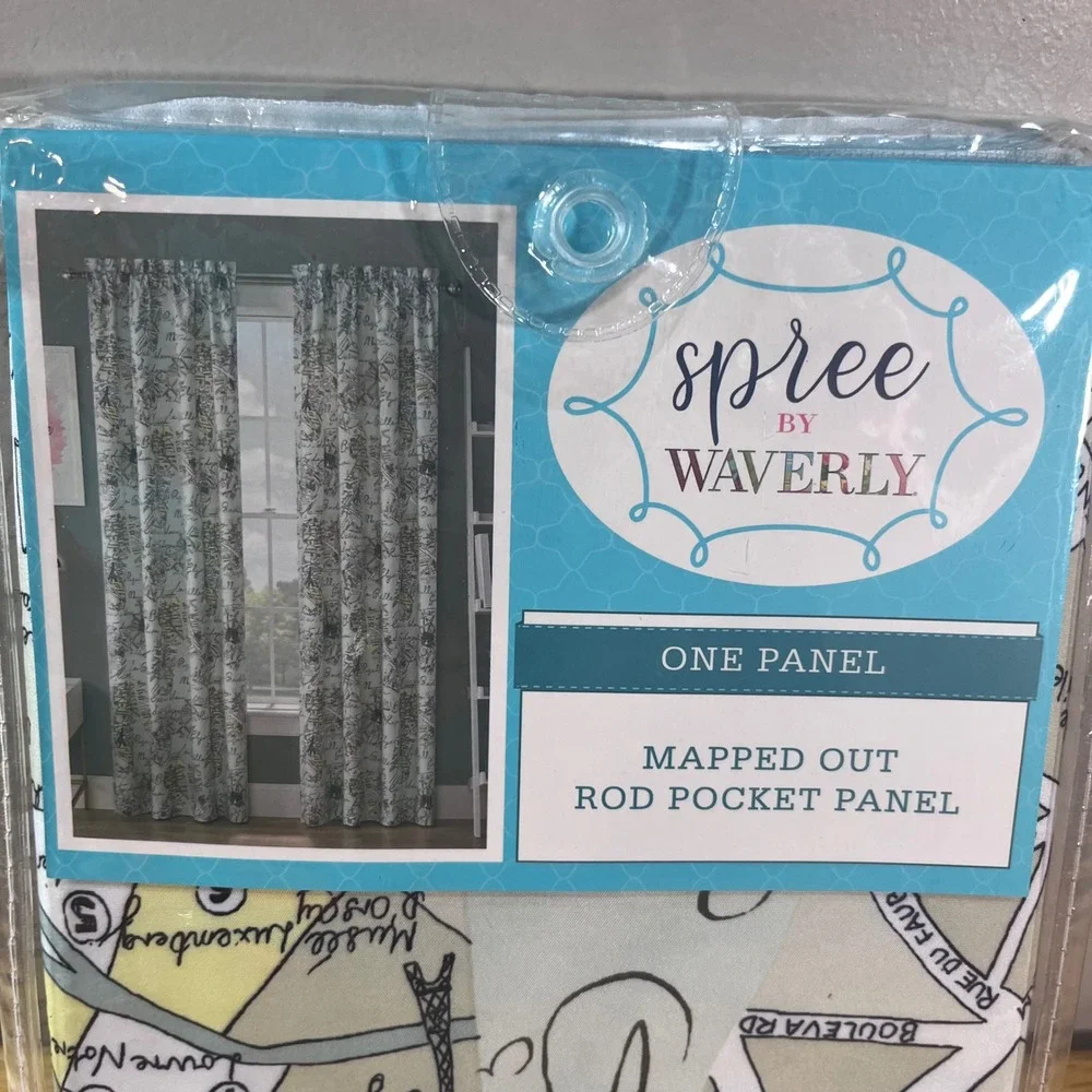 Spree by Waverly Mapped Out Curtain Panel 42x84 Multi Paris Map Rod Pocket